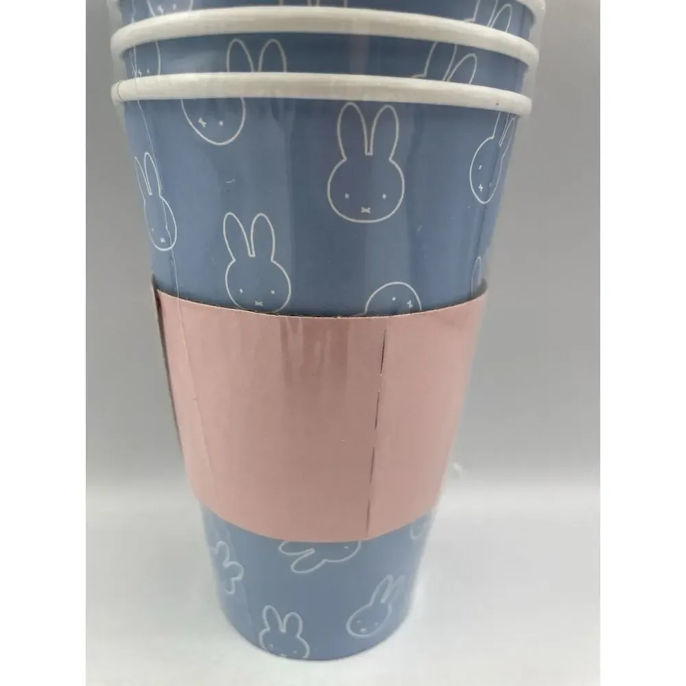 NEW Miffy Set Of 10 Hot Travel Cups 16 Oz With Sleeves & Lids